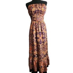The Limited Boho Maxi Dress Hippie Paisley Festival 70s Flowy Tiered Floral Sz 0